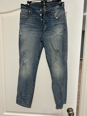 Lucky Brand Medium Blue Button-Fly Mom Jeans